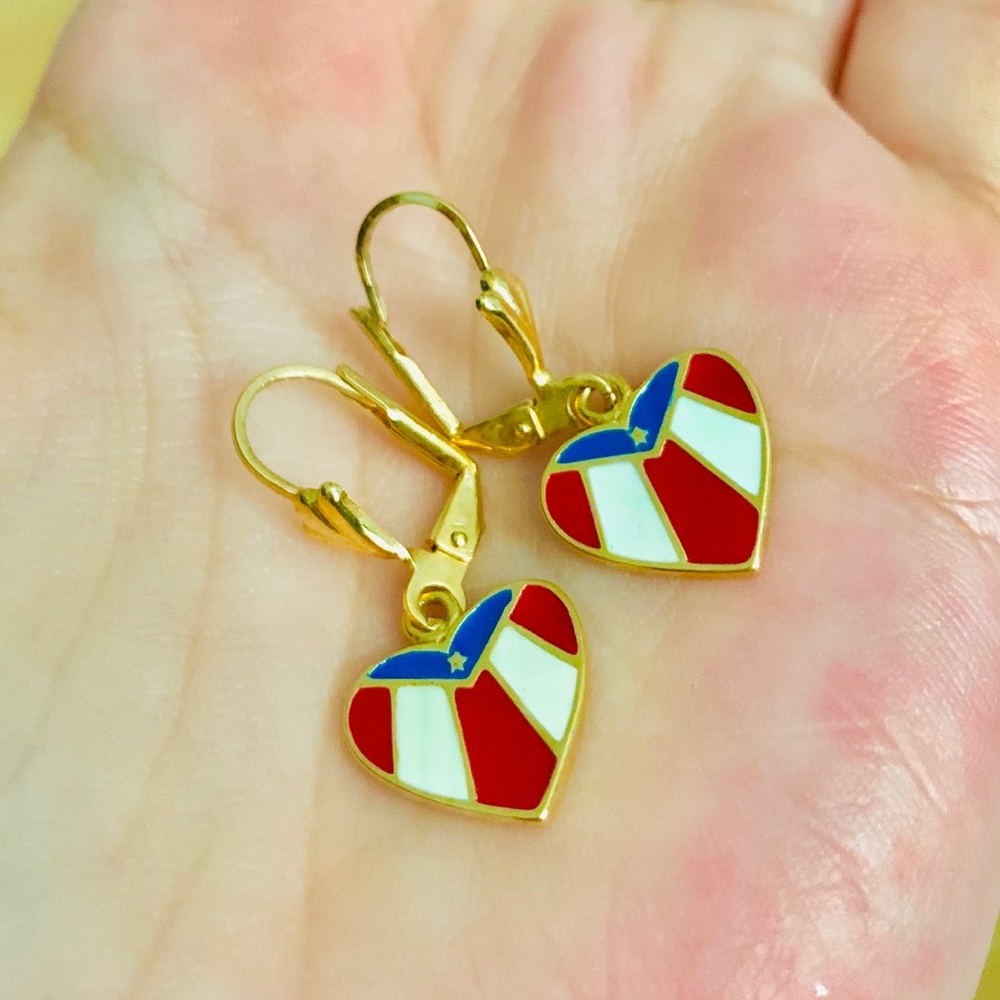 Puerto Rican flag gold earrings